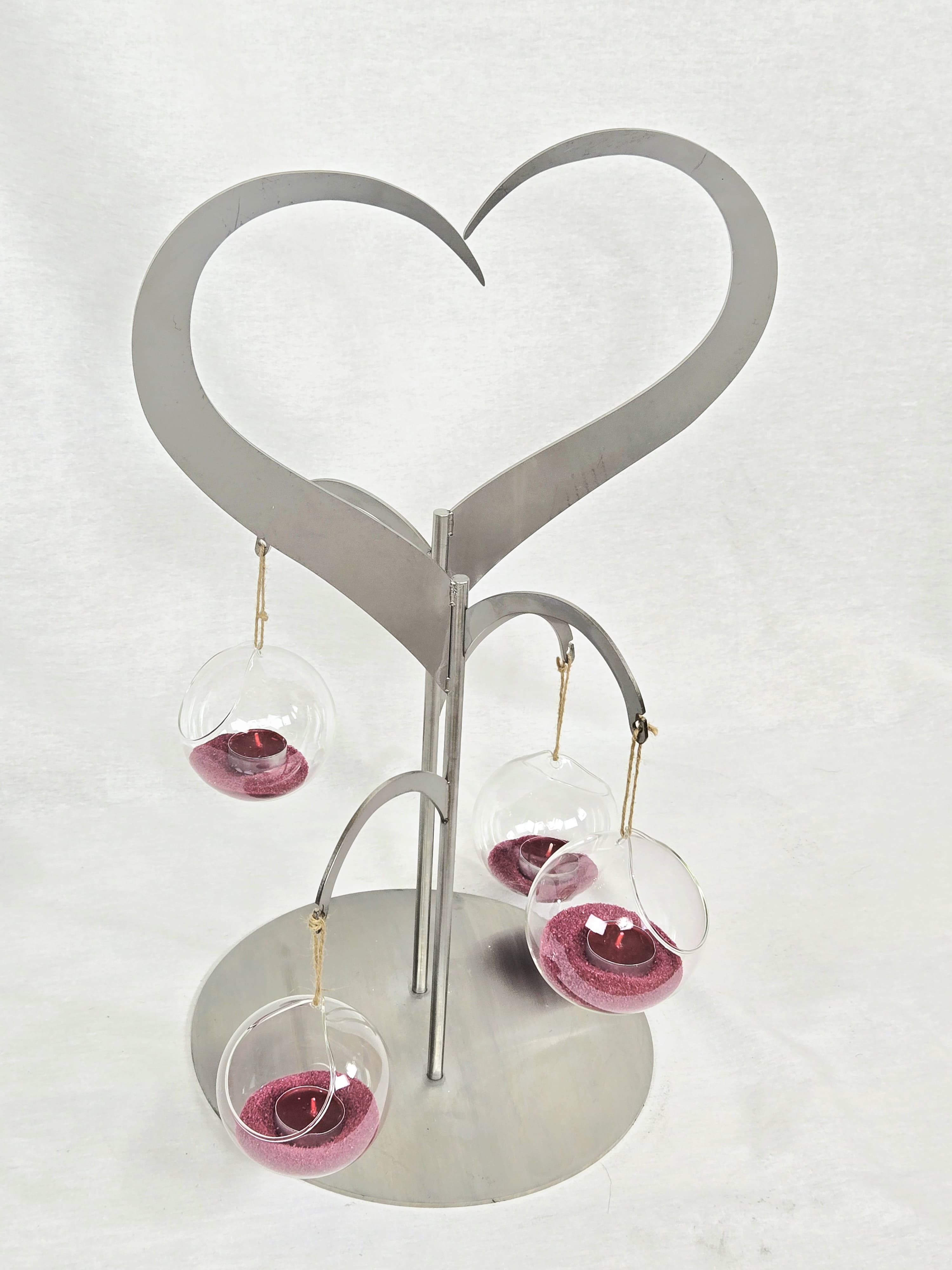 Heart shaped wedding candle centerpiece